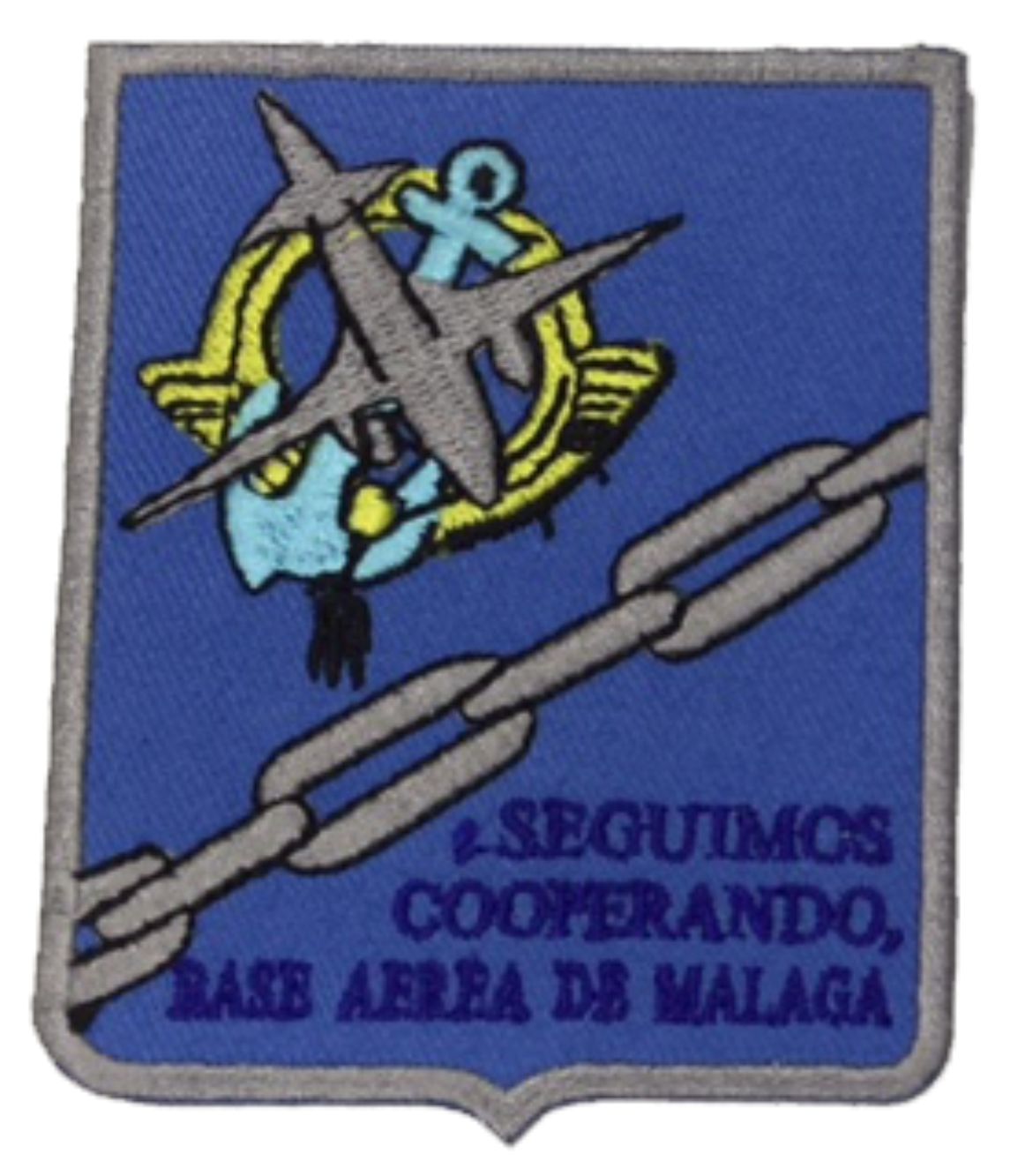Escudo bordado Base Aérea de Málaga "Seguimos cooperando" color.